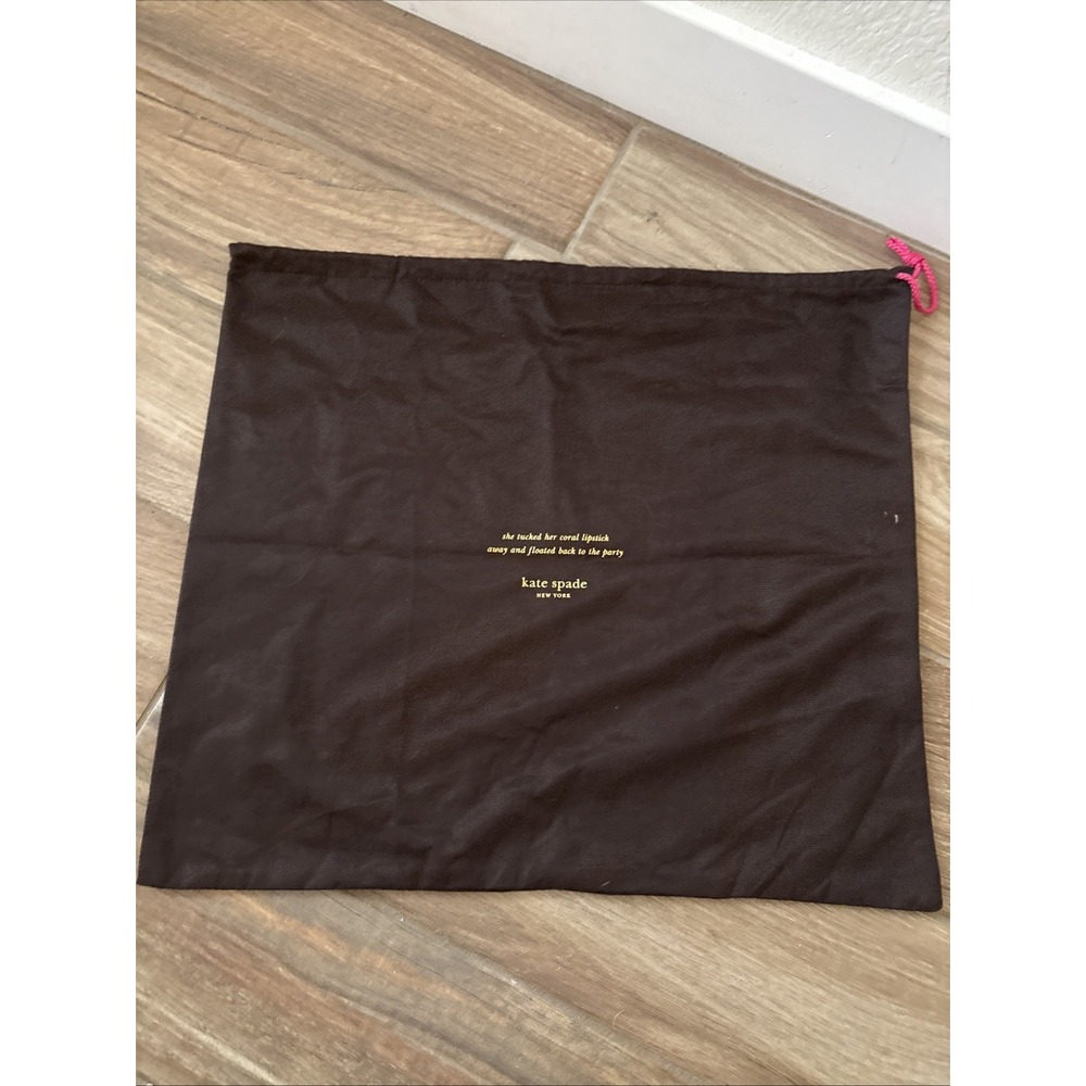 New Kate Spade Large Drawstring Dust Bag 19"x 17" Brown with Gold tone letters